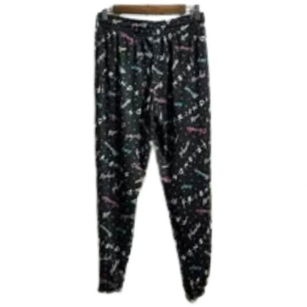 Friends Jogger Pants Black Multicolor Womens S TV Show Lounge Pajama Nostalgia